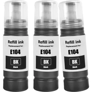 LAIPENG E104 Tinte Kompatibel T104 für ET-2710 ET-2711 ET-2712 ET-2714 ET-2715 ET-2720 ET-2721 ET-2726 ET-2810 ET-2815 ET-2820 ET-2821 ET-2825 ET-2826 ET-4700 Drucker (3 Schwarz)