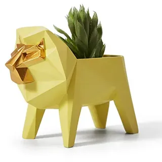 Amoy-Art Blumentopf Pflanzen Löwe Arts Skulptur Modern Dekor Tier Geschenk Wohnzimmer Kunst Figuren Polyresin Statue 16cm