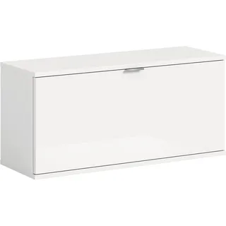 xonox.home Systemmöbel Projekt X Sitzbank Bank Garderobenbank Flurbank Truhe in Front weiß Hochglanz Korpus weiß, ca. 92x42x37 cm