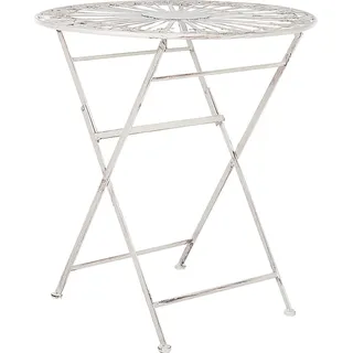 BELIANI Garten Bistro Tisch Weiß Eisen Zusammenklappbar Außenbereich Verwittert Effekt UV Rohbeständigkeit Französisch Retro Stil - Weiß