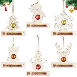 Hestya 6 Stück Weihnachten Geldgeschenke Verpackung Gutschein Weihnachtsbaum Holz Süßigkeitskästen Anhänger Lustige Geschenk Geld zu Weihnachten Verschenken Weihnachtsdeko