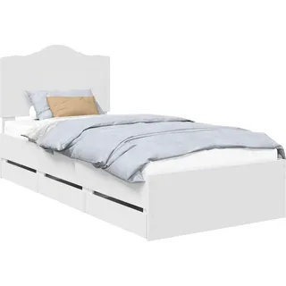 vidaXL Bettrahmen mit Schubladen Weiß 90 x 200 cm Ingenieurs Holz - Weiß
