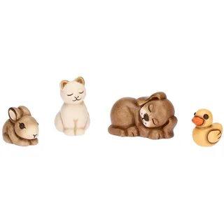 Thun - Set Tiere der Hase - Keramik - Kollektion Klassische Krippe - Ente 2,1 x 1,8 x 2,2 cm - Hund 4,2 x 2,7 x 2,7 cm - Katze 2,2 x 2,3 x 3,5 cm - Hase 3 x 1,8 x 2,1 cm