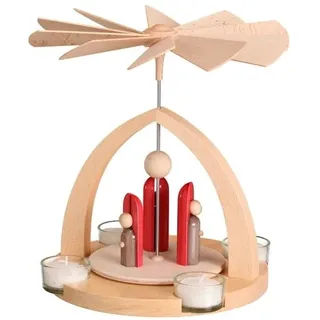 Tischpyramide Engel rot modern 20x23x20cm NEU Holzpyramide Weihnachtspyramide