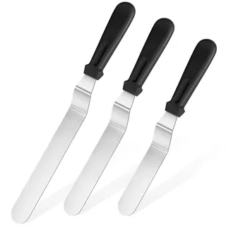 U-Taste Torten Winkelpalette 3er Set, Tortenmesser & Kuchenmesser mit 18/0 Edelstahl Streichmesser für Tortendekoration Frosting, 3 x 15/20/25cm Klinge (Schwarz)