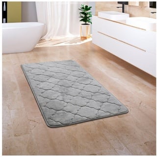 Paco Home Badematte Badteppich Badvorleger Flauschig Memory Foam 3D 50x80 cm, grau 4 -