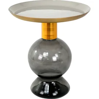 Beistelltisch PAROLI, grau (anthrazit, gold, weiß), B:50cm H:57cm T:50cm, Tische, Beistelltisch