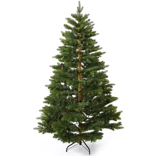 Künstlicher Weihnachtsbaum 180 cm – Christbaum Nordmanntanne mit Spritzguss-PE-Spitzen & PVC-Zweigen – Dicht & naturgetreu – Stabiler Metallständer & Aufbewahrungstasche – Kunst Tannenbaum 180 cm