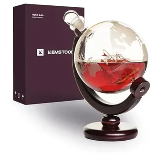 Kemstood Whiskey-Dekanter-Sets, detailliert geätzter Dekanter in Geschenkbox, einzigartige Whisky-Geschenke für Herren, Heimdekoration und stilvolles Heimbar-Zubehör, 850 ml Fassungsvermögen