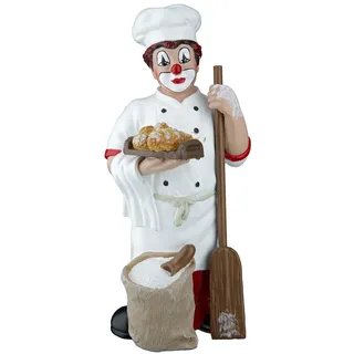 Gilde Clown Ofenfrisch aus Kunstharz - Bäcker Handwerk - Deko Figur und Sammlerstück - 15 cm hoch, weiß