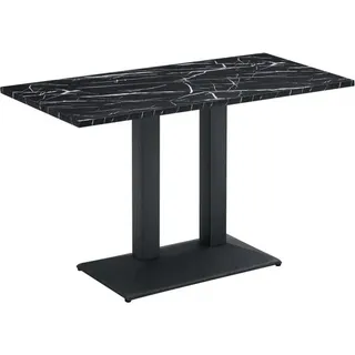 Kondela Bistro-Esstisch Rinaldo Typ 2 120x60 cm - schwarzer Marmor / schwarz - Schwarz