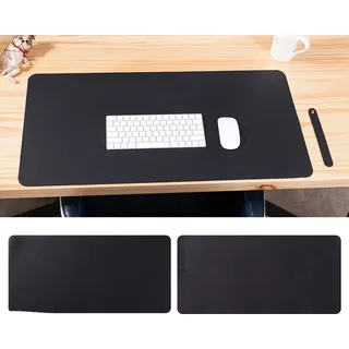 INF Kunstleder Schreibtischunterlage 90x45cm - Büro & Home Office - 2 Stück Schwarz E - Schwarz