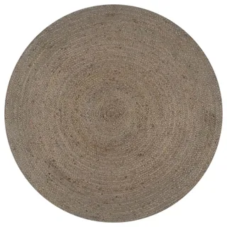 vidaXL Teppich Handgefertigt Jute Rund 90 cm Grau - Grau