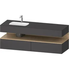 Duravit Qatego Einbauwaschtisch mit Konsolenwaschtischunterbau, 1600x550x600mm, Nische Eiche Natur, Becken links, QA4795030, Farbe: Graphit Matt/mit Nischenbeleuchtung