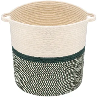 Navaris Flechtkorb zur Aufbewahrung aus Baumwolle - Wäschekorb geflochten - Seil Korb rund für Wäsche Kissen Decken Spielzeug - waschbar per Hand