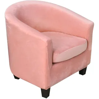 TOPCHANCES 2 Stück Tub Club Stuhlhussen, hohe Stretch-Sessel, Sofa-Schonbezug mit Kissenbezug, Samt-Möbelschutz, weiche Couchbezüge für Esszimmer, Wohnzimmer, Büro, Empfang (Rosa)