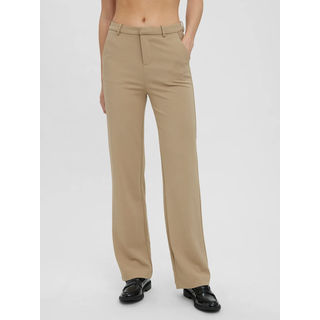 Anzughose VERO MODA "VMZAMIRA MW SLIM STRAIGHT PANT NOOS", Damen, Gr. XS, Länge 34, silber mink, Web, Obermaterial: 95% Polyester, 5% Elasthan, unifarben, normal, Hosen Anzughose, Materialmix