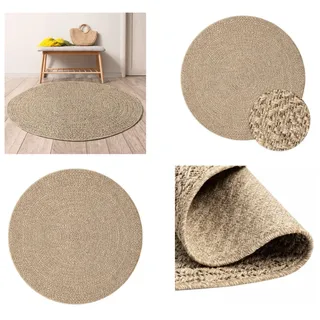 vidaXL Teppich 120 cm Jute Optik Innen und Außen - Teppich - Außenteppich - Fußmatte - Bodenmatte - Braun