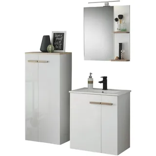 PLACES OF STYLE Badmöbel-Set »SOLiD, Badmöbel-Set, Bad im modernen Design, 3-teiliges Badezimmer« 3 Stk. tlg., weiß