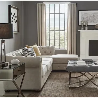 Ecksofa Beige Wohnlandschaft Couch Eckgarnitur Polster Chesterfield Möbel Design - Silber