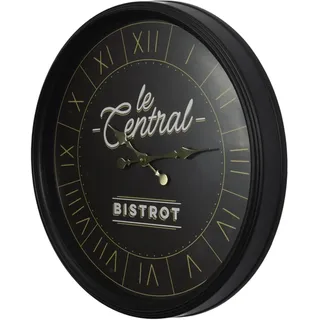 HOME DECO FACTORY, HO0006, Schwarze Bistro-Wanduhr 50 cm, Elegantes und gut lesbares Design, zuverlässiger Quarzmechanismus, perfekt für Küche, Wohnzimmer oder Büro