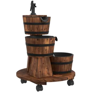 vidaXL Gartenbrunnen mit Rollen und Pumpe 55x55x80 cm Massivholz Tanne - Braun