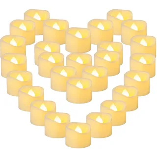 Yakpo 36 Stück 3,8 cm x 3 cm große Teelichter, batteriebetrieben, flammenlos, flackernde LED-Teelichter, elektrisch betriebene Votivkerzen, große Menge für Hochzeitsdekoration, Halloween-Dekoration