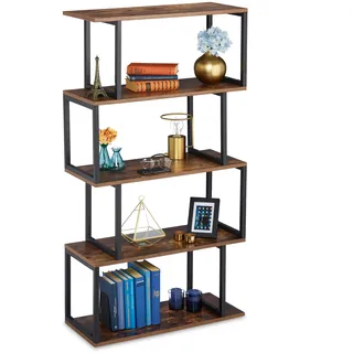 Relaxdays Bücherregal 136 x 73 x 30 cm Braun/Schwarz