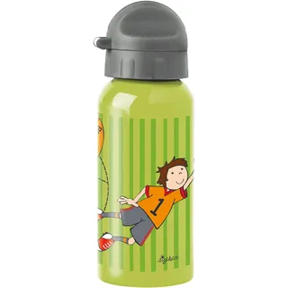 SIGIKID Edelstahl Trinkflasche Kily Keeper, auslaufsicher, BPA-frei, robust, leicht, Drehverschluss zerlegbar, gut zu reinigen, für Kinder 3-8 Jahre, Art.-Nr. 25291, Fußball/grün-grau 400 ml