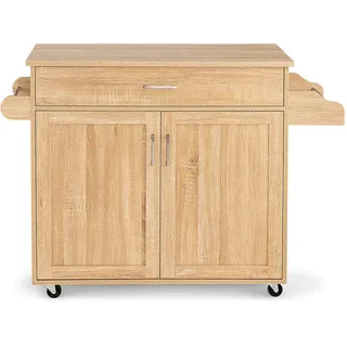 Costway Küchenwagen Holz Natur , 40x85x116 cm , Esszimmer, Servierwagen