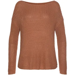 LASCANA LASCANA, Rundhalspullover aus weichem Grobstrick, lockerer Strickpullover, Damenpullover, orange