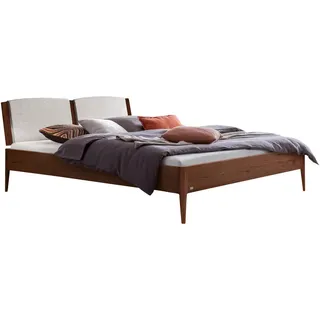 Hasena Bett , Nussbaumfarben, Hellgrau , Holz , Nussbaum , massiv , Höhe ca. 22 cm , 140x200 cm , gepolstertes Kopfteil, in verschiedenen Holzarten erhältlich, in verschiedenen Größen erhältlich , Schlafzimmer, Komplette Schlafzimmer und Serien, Schlafzimmerserien