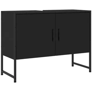 vidaXL Waschbeckenunterschrank Schwarz 80x33x60 cm Holzwerkstoff
