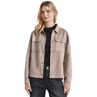 STREET ONE Damen A212331 Overshirt im Velours-Look, Light Mocha beige, 38