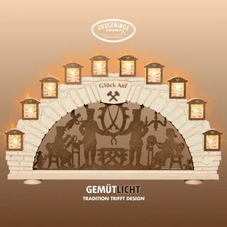 Weigla LED Schwibbogen »Erzgebirge, Bergmann, Holz Lichterbogen, NATUR-BRAUN, Made in Germany« 1 Stk. Erzgebirge garantiert, Weihnachtsdeko Innen, Weihnachtsbeleuchtung