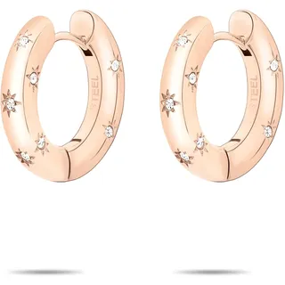Paar Creolen TAMARIS "Schmuck Geschenk Creolen mit funkelnden Steinchen Little Twinkle", roségoldfarben, kristallweiß, kristallweiß, Ohrringe, Damen, 18,5mm, Edelstahl, Paar Creolen, mit Zirkonia (synth.)
