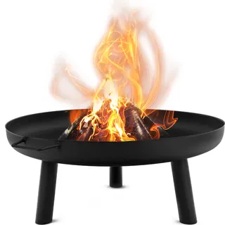 Lehmann Feuerschalen für den Garten, Feuerstelle Lagerfeuer Stahl Ø 80 cm, Feuerkorb für Garten und Terrasse und Balkon, Feuerschale Outdoor - Schwarz