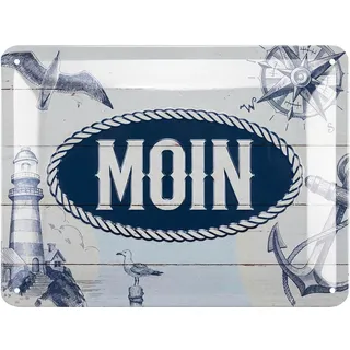 LANOLU Blechschild retro MOIN - maritime Anker Deko für Garten und Küche - Einweihungsgeschenk Wohnung für Freunde und Familie Schild - Einzug Geschenk, 15x20 cm