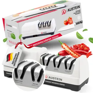 AUSTEIN® Diamant Messerschärfer elektrisch TG2202 - Der 3 Phasen Messerschleifer mit 20 Grad und magnetischem Spänekollektor