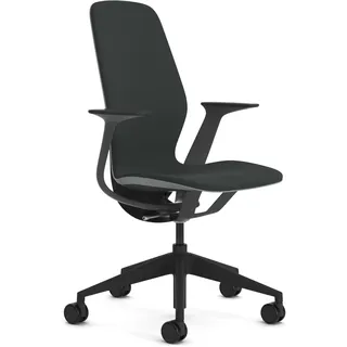Steelcase Silq Ergonomischer, höhenverstellbarer Stuhl mit Platin Solid/Amsel Rückenlehne und Pfeffer Bezug