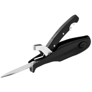 FMprofessional Austern-/Parmesanbrecher, Austernmesser mit Kunststoffgriff, Austernöffner mit Edelstahlmesser, hochwertiges Parmesanmesser, praktisches Meeresfrüchtewerkzeug (Farbe: Schwarz/Silber)