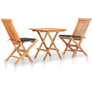 vidaXL Teak Set 3-tlg. natur/anthrazit klappbar