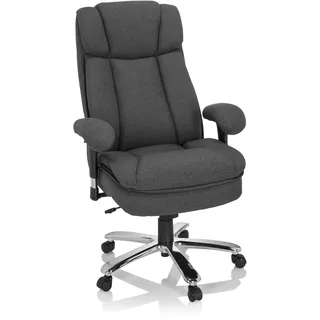 hjh OFFICE Bürostuhl gepolstert Builder XXL I Stoff Chefsessel bis 180kg belastbar, hohe Rückenlehne, Dunkelgrau 691014