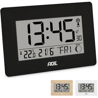 ADE Funkuhr digital schwarz