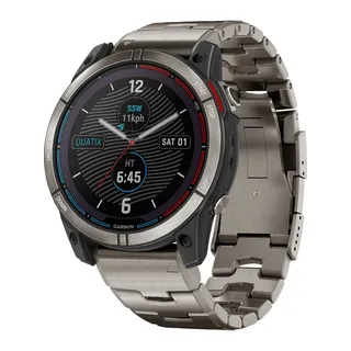 Garmin Quatix 7X Solar BT 51 mm Titaniumgehäuse schwarz Titanarmband silber One Size