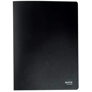 Leitz A4 Sichtbuch, 10er Pack, Mit je 40 eingebundener Klarsichthüllen für 80 Blatt, 100 Prozent recyclebar, Recycle-Serie, Schwarz, 46770095