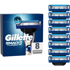 Gillette Mach3 Turbo Rasierklingen für Rasierer, 8 Ersatzklingen für Nassrasierer Herren mit 3-fach Klinge