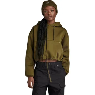 G-Star RAW Damen Sleeve Graphic Cropped Loose Hoodie, Grün (Dark Olive D23888-D425-C744), S