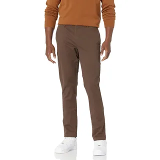 Amazon Essentials Herren Chinohose, Komfortabler, Gewaschener Stretch, Skinny-Passform, Braun, 33W / 29L