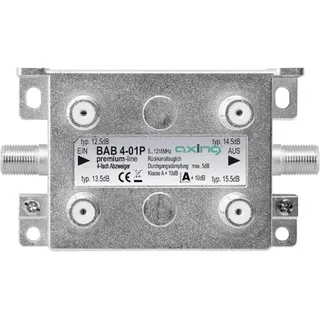 Axing BAB 4-01P 4-Fach Abzweiger Kabelfernsehen CATV Multimedia DVB-T2 Klasse A+, - Silber